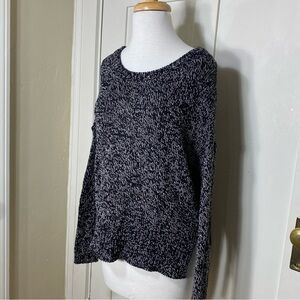 RDI Black White Knit Scoop Neck Elbow Patches Pullover Crewneck Sweater S